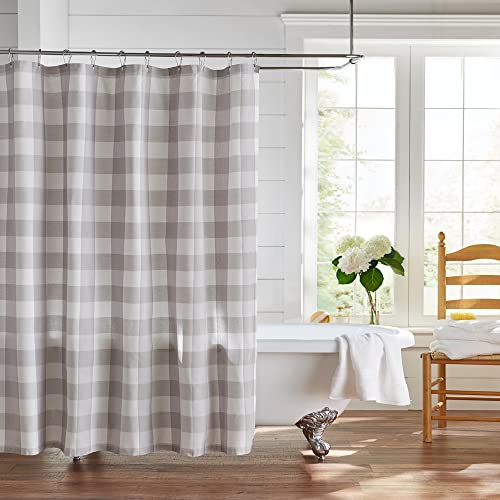 Elrene Home Fashions Farmhouse Living Buffalo Check Shower Curtain, 72" x 72", Gray/White von Elrene
