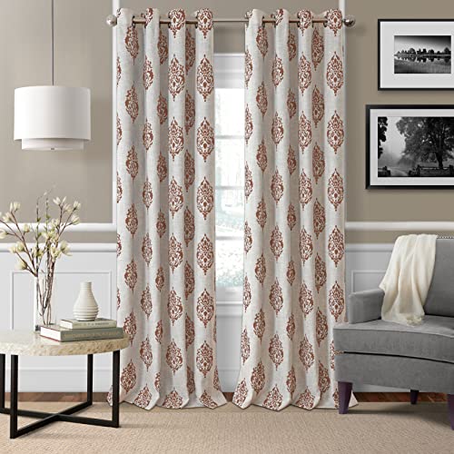 Elrene Home Fashions Navara Medallion Room Darkening Window Curtain Panel, 52" x 84" (1, Cinnamon Red Elrene Home Fashions Navara Medallion Room Darkening Window Curtain Panel, 52" x 84" (1, Cinnamon Red von Elrene