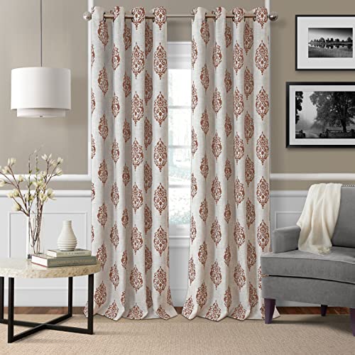 Elrene Home Fashions Navara Medallion Room Darkening Window Curtain Panel, 52" x 84" (1, Cinnamon Red von Elrene