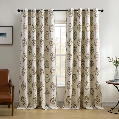 Elrene Home Fashions Navara Medallion Room Darkening Window Curtain Panel, 52" x 84" (1, Natural von Elrene