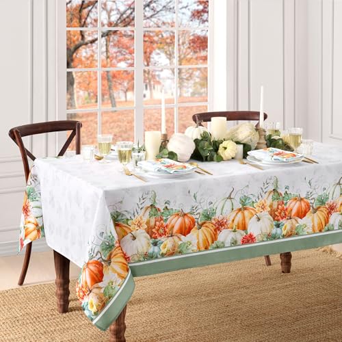 Elrene Home Fashions Stofftischdecke mit doppelter Bordüre, Kürbisernte, 152,4 x 304,8 cm, rechteckig von Elrene