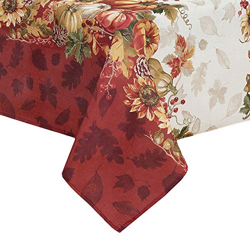 Elrene Home Fashions schwingenden Blättern, Herbst, saisonale und Festliche Tischdecke, Polyester, Mehrfarbig, 52"x52" von Elrene