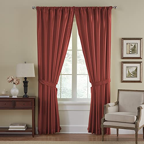 Elrene Home Fashions Versailles Vorhang aus Kunstseide, Verdunkelungsvorhang mit Stangentasche, 132 x 244 cm, Rot, 1 Vorhang von Elrene