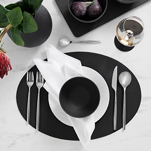 Villeroy & Boch Manufacture Rock Platzdeckchen, Kunstleder, oval, wendbar, Schwarz, 4 Stück von Elrene
