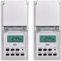2er Set Digitale Wochenzeitschaltuhr für Außensteckdosen Garten Timer H 12cm von Elro