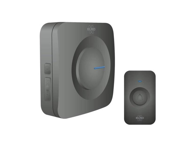 Elro Türklingel-Set, 1 Empfänger, 64 Klingeltöne, (3-tlg), Funkklingel mit Batterie, Türgong mit Licht für Schwerhörige, Schwarz von Elro