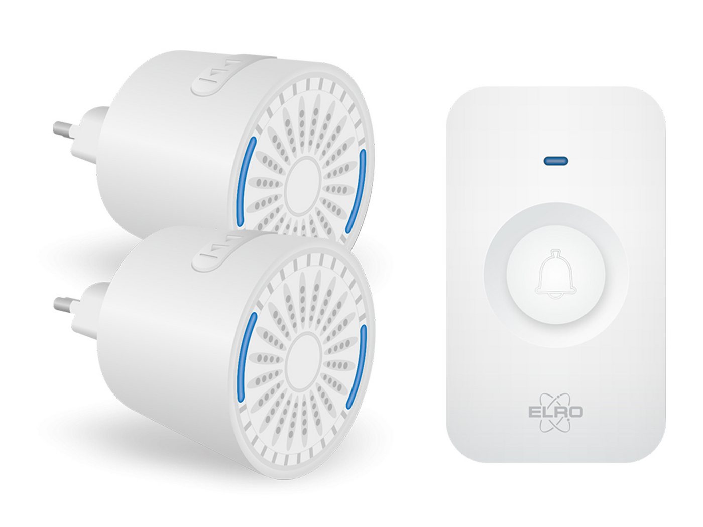 Elro Türklingel-Set, 1 Empfänger, 64 Klingeltöne, (3-tlg), Funkklingel mit Batterie, Türgongs mit Licht für Schwerhörige, Weiß von Elro