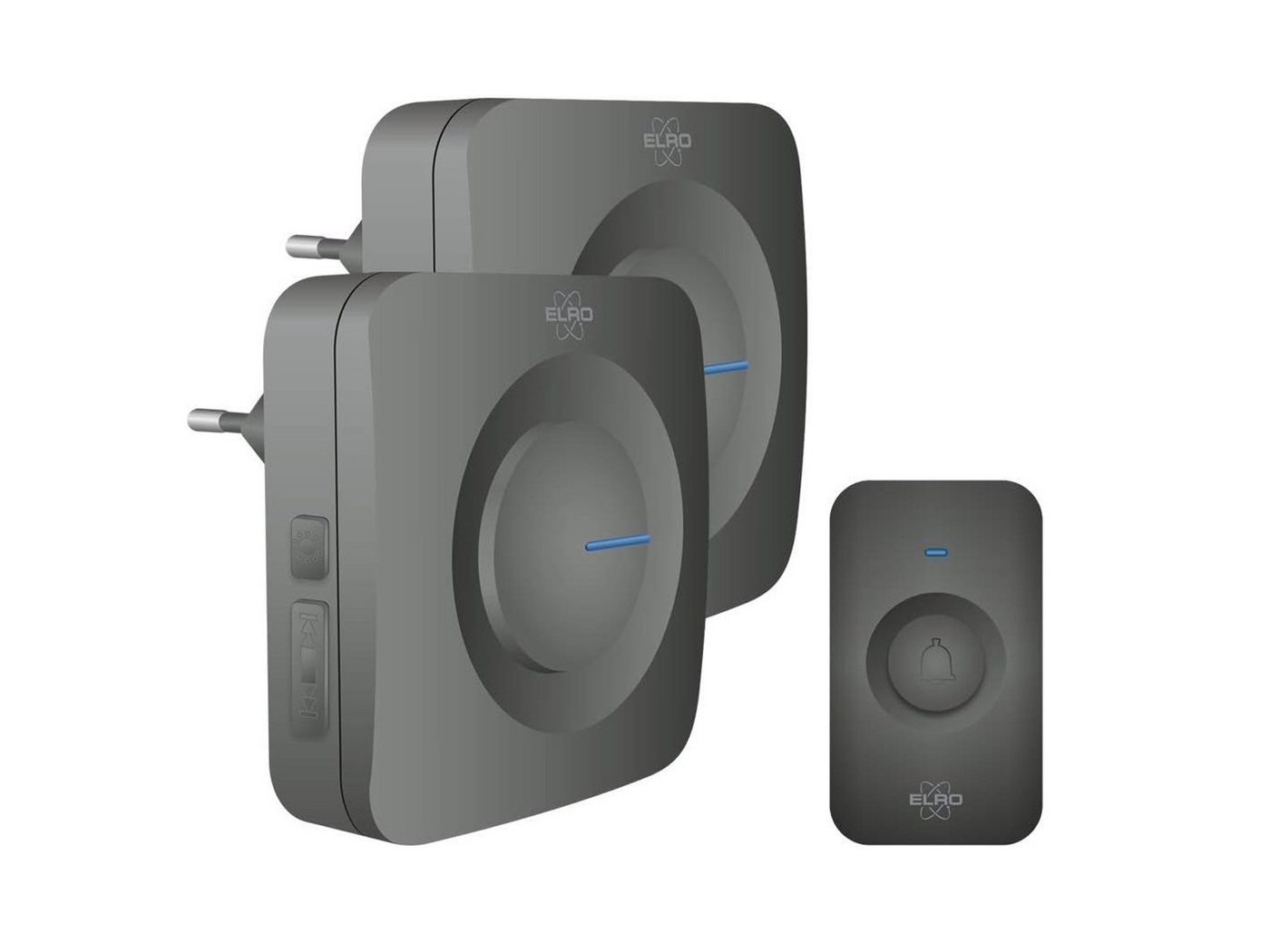 Elro Türklingel-Set, 2 Empfänger, 52 Klingeltöne, (3-tlg), Funkklingel mit Batterie Klingelanlage mit 2 Türgongs für Schwerhörige von Elro