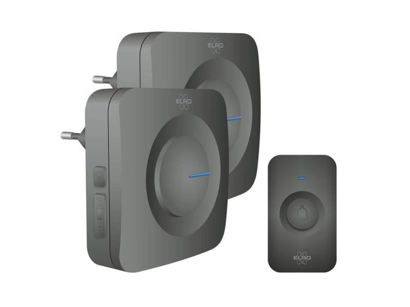 Elro Türklingel-Set, 2 Empfänger, 52 Klingeltöne, (3-tlg), Funkklingel mit Batterie Klingelanlage mit 2 Türgongs für Schwerhörige von Elro