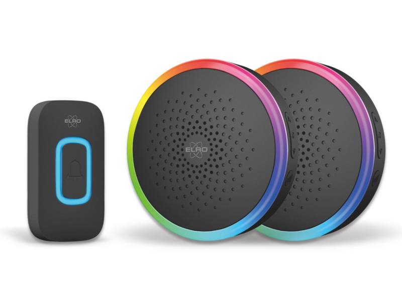 Elro Türklingel-Set, 2 Empfänger, 61 Klingeltöne, (4-tlg), Funkklingel mit Batterie Klingelanlage mit 2x Türgong für Schwerhörige von Elro