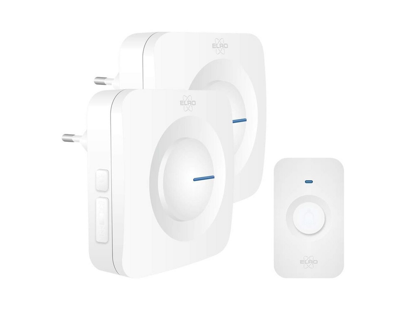 Elro Türklingel-Set, 2 Empfänger, 64 Klingeltöne, (3-tlg), Funkklingel mit Batterie Klingelanlage mit 2 Türgongs für Schwerhörige von Elro