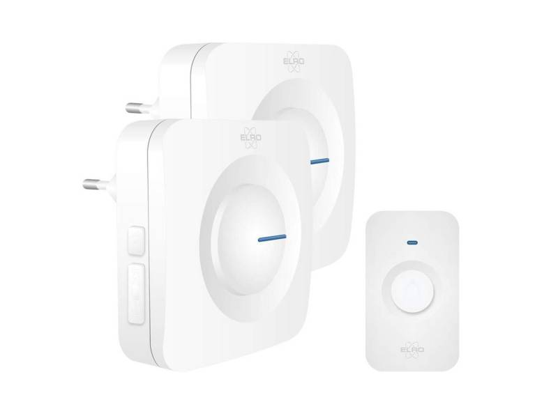 Elro Türklingel-Set, 2 Empfänger, 64 Klingeltöne, (3-tlg), Funkklingel mit Batterie Klingelanlage mit 2 Türgongs für Schwerhörige von Elro