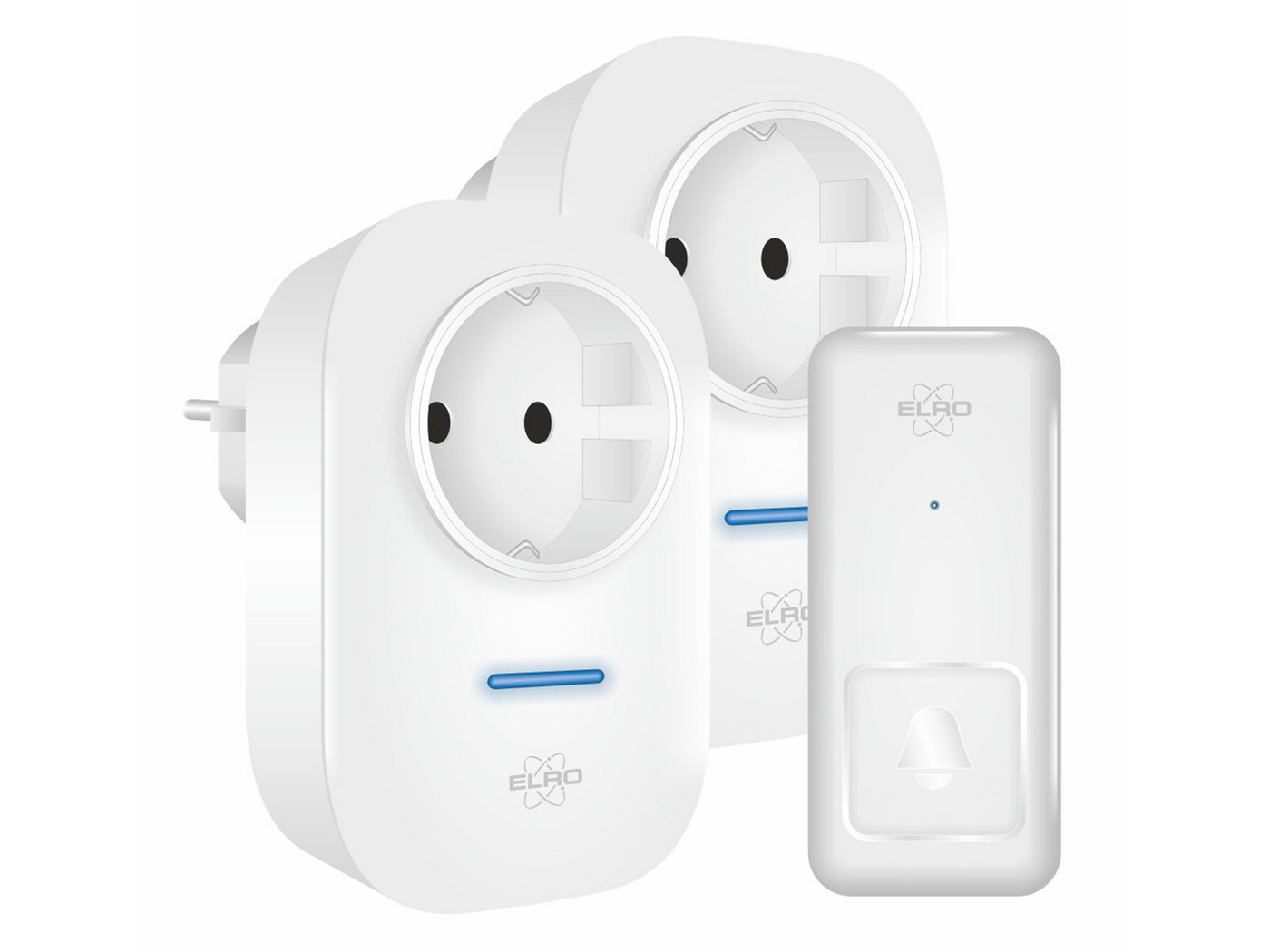 Elro Türklingel-Set, 2 Empfänger, 64 Klingeltöne, (3-tlg), Funkklingel mit Kinetik, Klingelanlage mit Türgongs für Schwerhörige von Elro