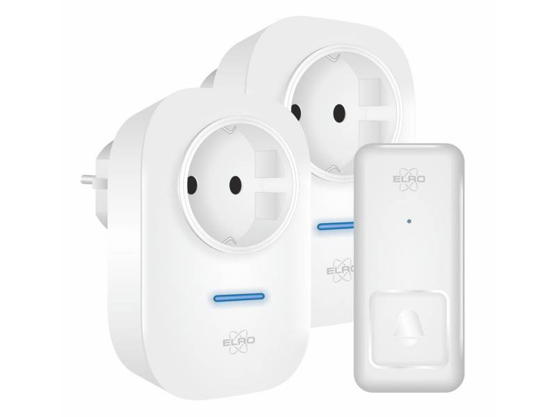 Elro Türklingel-Set, 2 Empfänger, 64 Klingeltöne, (3-tlg), Funkklingel mit Kinetik, Klingelanlage mit Türgongs für Schwerhörige von Elro