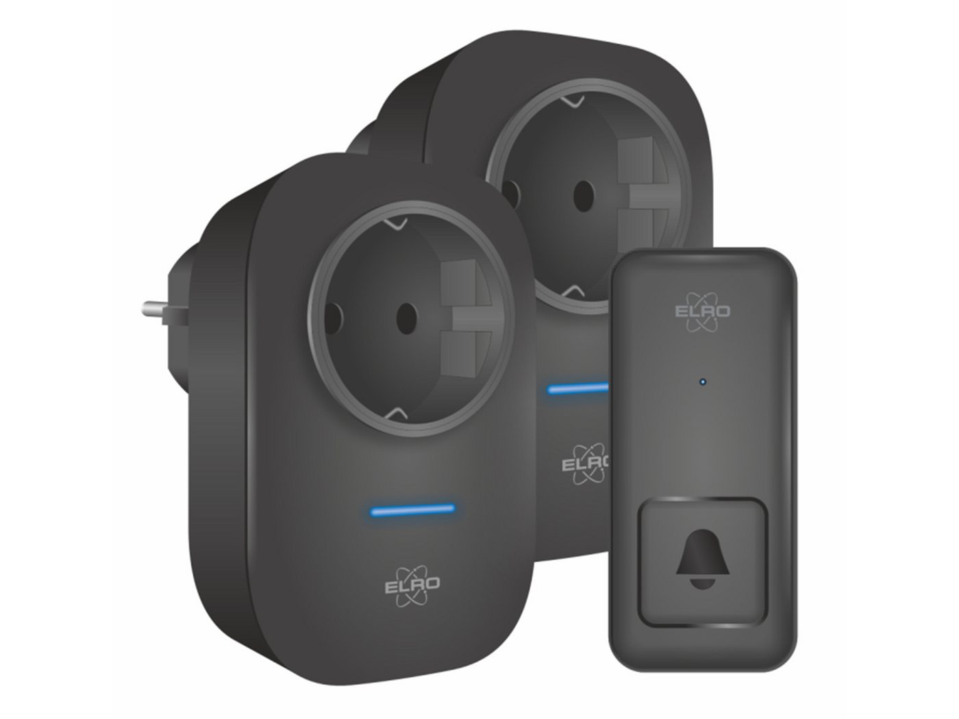 Elro Türklingel-Set, 2 Empfänger, 64 Klingeltöne, (3-tlg), Funkklingel mit Kinetik, Klingelanlage mit Türgongs für Schwerhörige von Elro