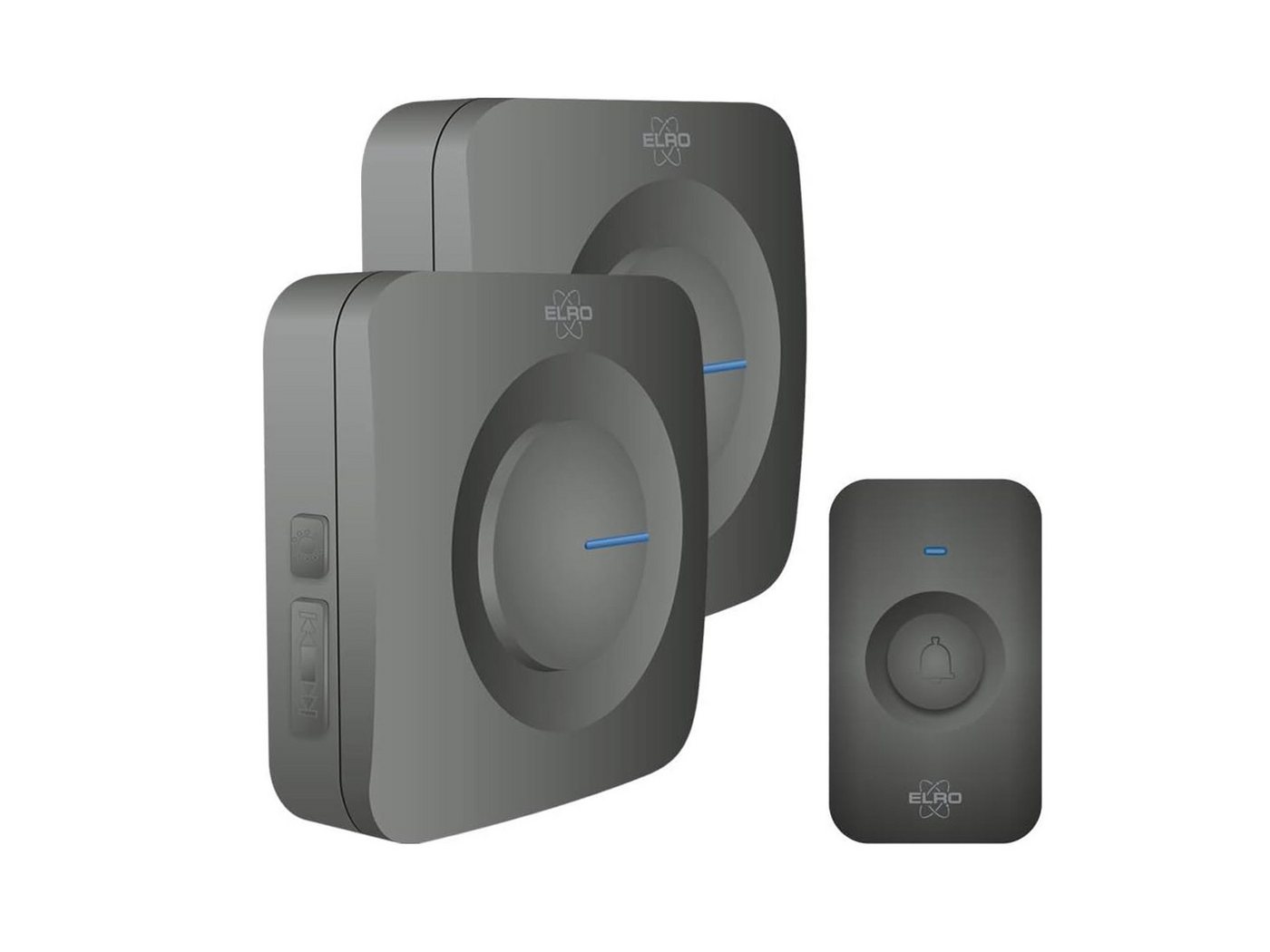 Elro Türklingel-Set, 2 Empfänger, 64 Klingeltöne, (4-tlg), Funkklingel mit Batterie, Türgongs mit Licht für Schwerhörige, Schwarz von Elro