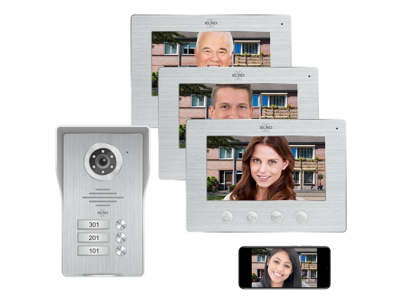 Elro Video-Türsprechanlage (Außenbereich, 6-tlg., mit Full HD Nachtsicht-Türkamera auf Handy, WLAN, Gegensprechanlage) von Elro