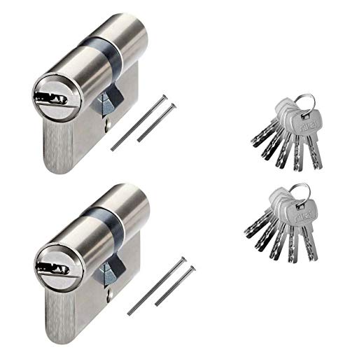 Elrozo Nikai Zylinderschloss 60mm 30/30 70mm 35/35-80mm 40/40-90mm 45/45 Tür Wählbar Knaufzylinder Profilzylinder Neu (2er Set Profilzylinder Gleichschließend, 90mm 45/45) von elrozo