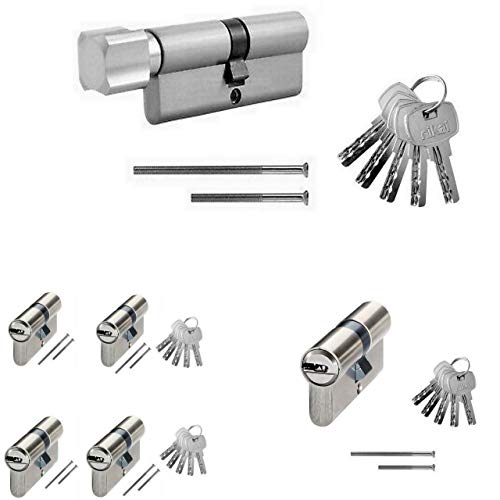 Zylinderschloss Tür Gleichschließend Türschloss Knaufzylinder Profilzylinder Neu (4er Set Profilzylinder Gleichschließend, 60mm 30/30) von elrozo