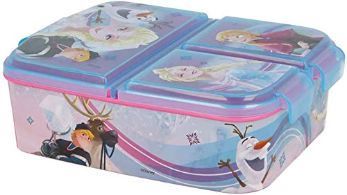 Elsa Premium Brotdose Eiskönigin Lunchbox mit 3 Fächern, Bento Brotbox für Kinder - ideal für Schule, Kindergarten oder Freizeit von Elsa