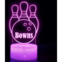 Bowling Nachtlampe, Personalisierte Benutzerdefinierter Name Nachtlicht, Bowling-Liebhaber, Einzigartiges Geschenk, Schlafzimmer Raumdekor von ElsadiyDecorStore