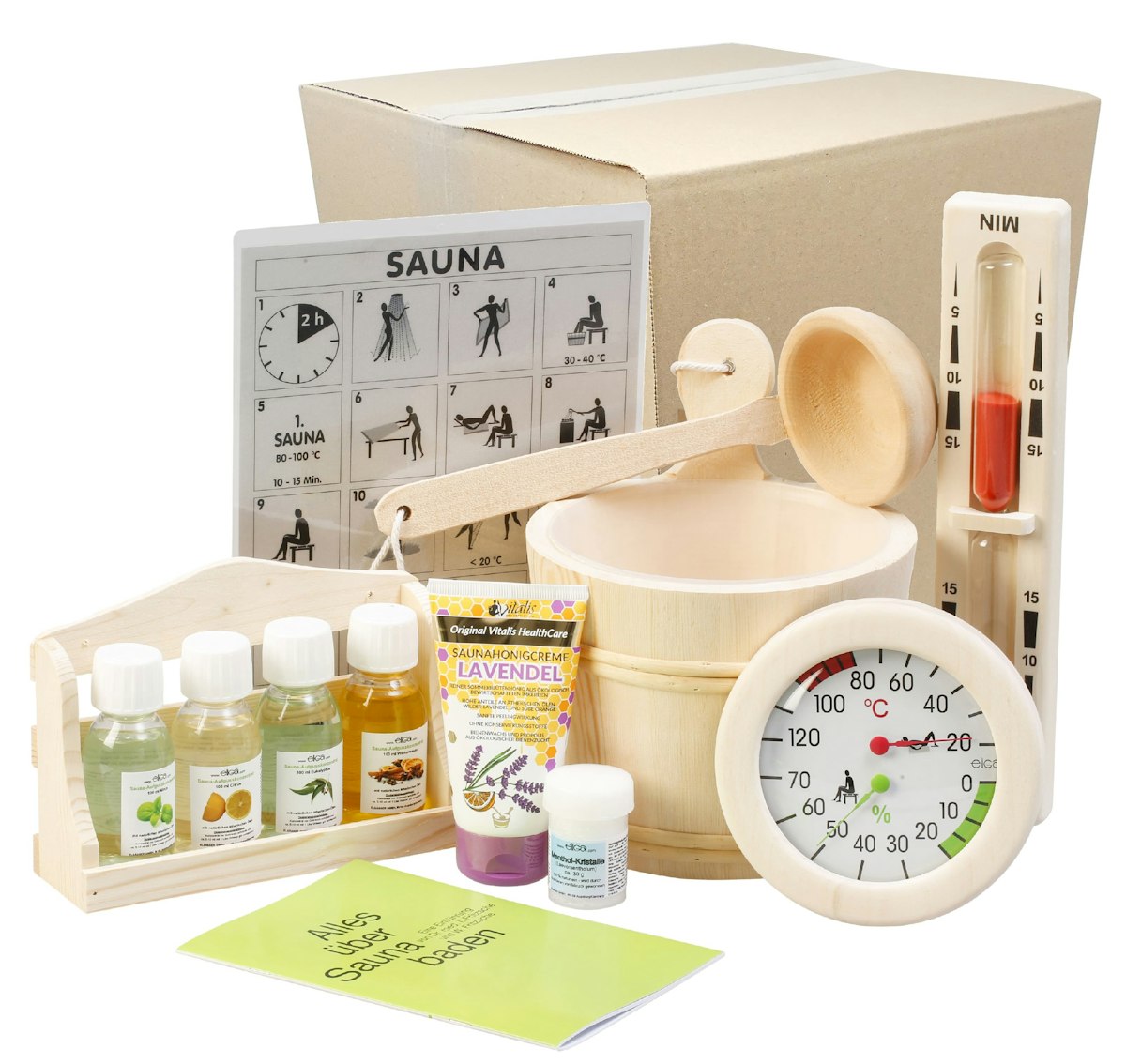 Eliga Sauna-Zubehör-Set "All-in" 12-teilig von Eliga