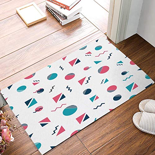 Elsaone Modernes geometrisches Muster, von Memphis inspiriertes Design Farbblock-Fußmatte Eingangsmatte Bodenmatte Teppich Haustür Badezimmermatten Gummi rutschfest, 40 x 60 cm / 23,6 x 15,7 Zoll von Elsaone