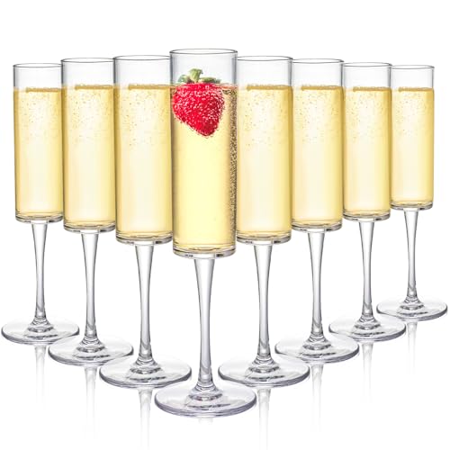 Elsjoy Set mit 8 Acryl-Champagnerflöten,170 ml, unzerbrechliche Champagnergläser, Einweg-Champagnergläser, elegante Dringking-Kelche für Hochzeit, Party, Bar von Elsjoy