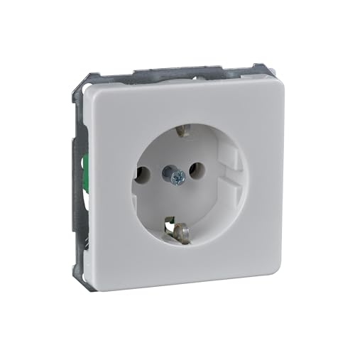 Schneider Electric Elso Schuko-Steckdose ohne Kralle, Unterputz, 16A, Fashion, Riva, Scala, Steckklemme, reinweiss, Artikelnummer 205054, 1 Stück von Schneider Electric