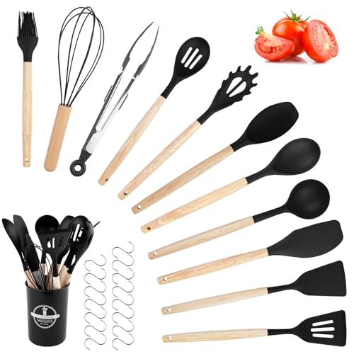 Elsrantor Küchenutensilien(27Pcs), Kochlöffel Silikon Küchenhelfer Kochbesteck Kochlöffelset, Küchenset Küchen Helfer Utensil Cooking Set Kochset, Küchenzubehör Kochutensilien Kochgeschirr Utensils von Elsrantor