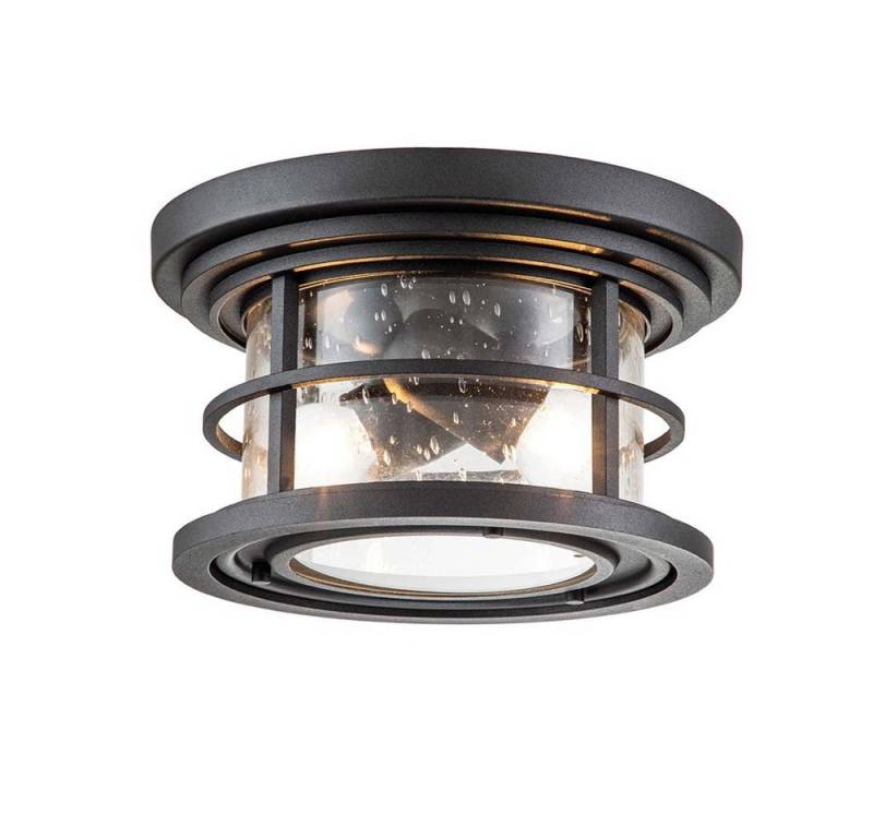Elstead LIGHTING Außen-Deckenleuchte, Leuchtmittel nicht inklusive, Deckenleuchte Außenleuchte Balkonlampe Stahl Glas schwarz von Elstead LIGHTING