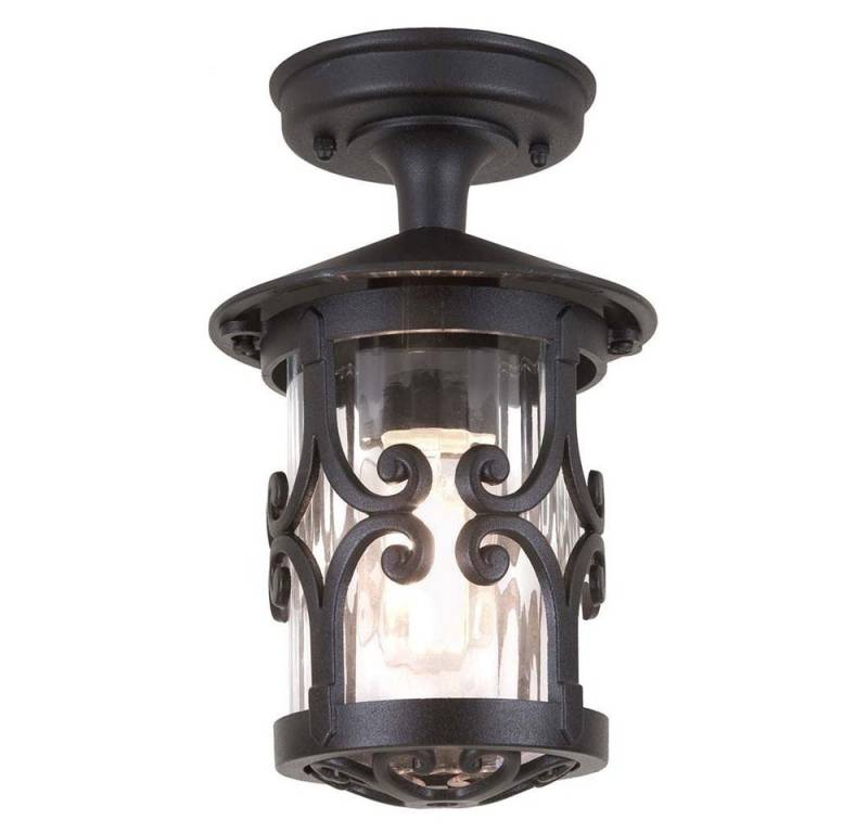 Elstead LIGHTING Außen-Deckenleuchte, Leuchtmittel nicht inklusive, Außenleuchte Deckenleuchte Laterne Alu Gas D 15cm Schwarz 1 von Elstead LIGHTING