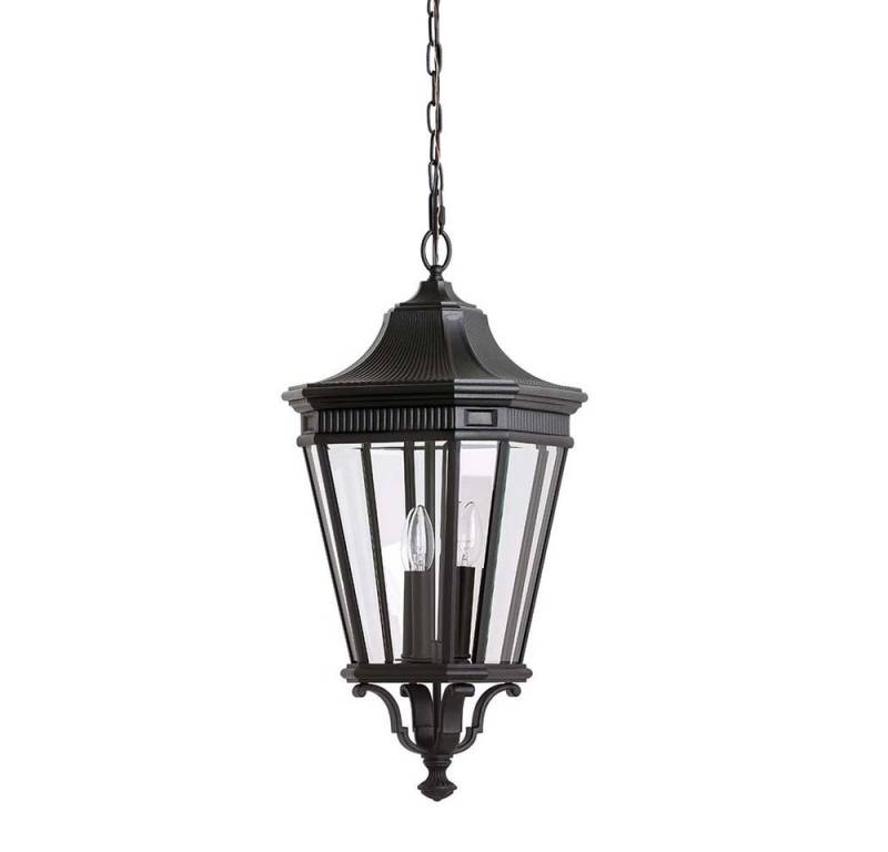 Elstead LIGHTING Außen-Deckenleuchte, Leuchtmittel nicht inklusive, Außenleuchte Pendellampe Kettenlaterne 3 Flammig ALU Glas D 30,5 cm von Elstead LIGHTING