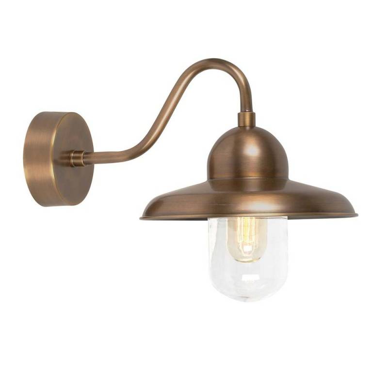 Elstead LIGHTING Außen-Wandleuchte, Leuchtmittel nicht inklusive, Außenlampe Wandleuchte Gartenlampe Messing Glas H 25 cm Hofleuchte von Elstead LIGHTING