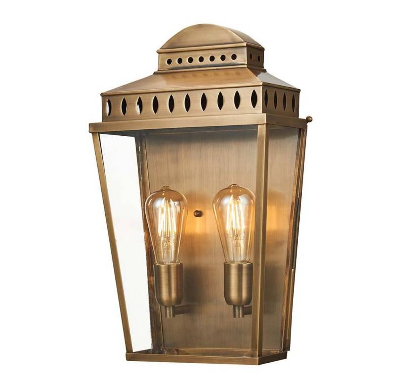 Elstead LIGHTING Außen-Wandleuchte, Leuchtmittel nicht inklusive, Außenleuchte Wandlampe Laterne Messing 2 Flammig H 48,9cm IP44 Veranda von Elstead LIGHTING