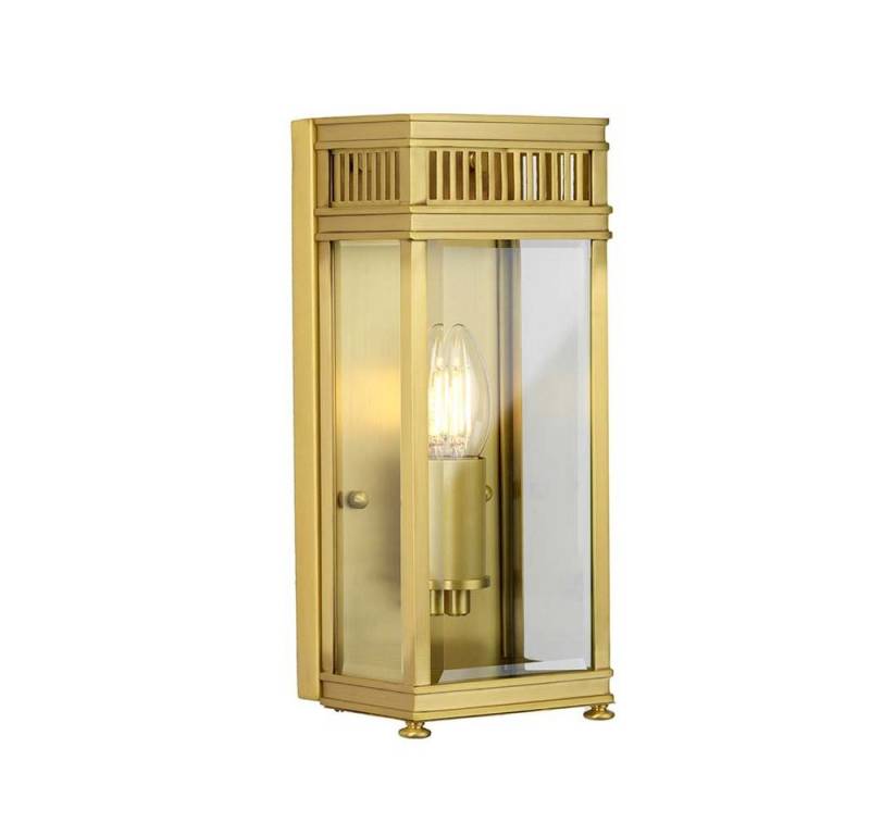 Elstead LIGHTING Außen-Wandleuchte, Leuchtmittel nicht inklusive, Außenleuchte Wandlaterne Wandlampe Glas klar Messing gebürstet Balkon von Elstead LIGHTING