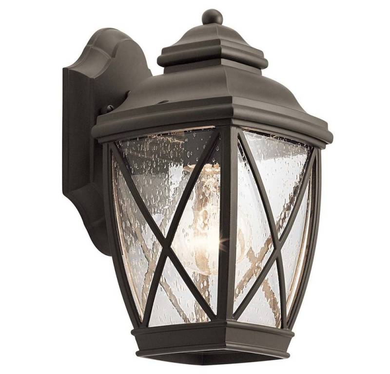 Elstead LIGHTING Außen-Wandleuchte, Leuchtmittel nicht inklusive, Außenleuchte Wandlampe ALU Glas H 26,5 cm Bronze Laterne Gartenlampe von Elstead LIGHTING