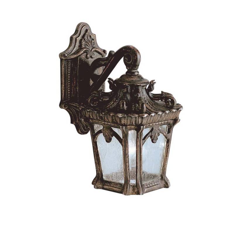 Elstead LIGHTING Außen-Wandleuchte, Leuchtmittel nicht inklusive, Außenleuchte Wandlampe Laterne ALU Glas 1 Flammig H 26,7 cm Antik von Elstead LIGHTING