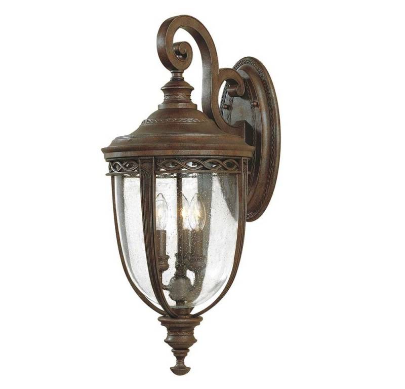 Elstead LIGHTING Außen-Wandleuchte, Leuchtmittel nicht inklusive, Außenleuchte Wandlampe Stahl Glas Bronze Gartenlampe Antik 3 Flammig H von Elstead LIGHTING