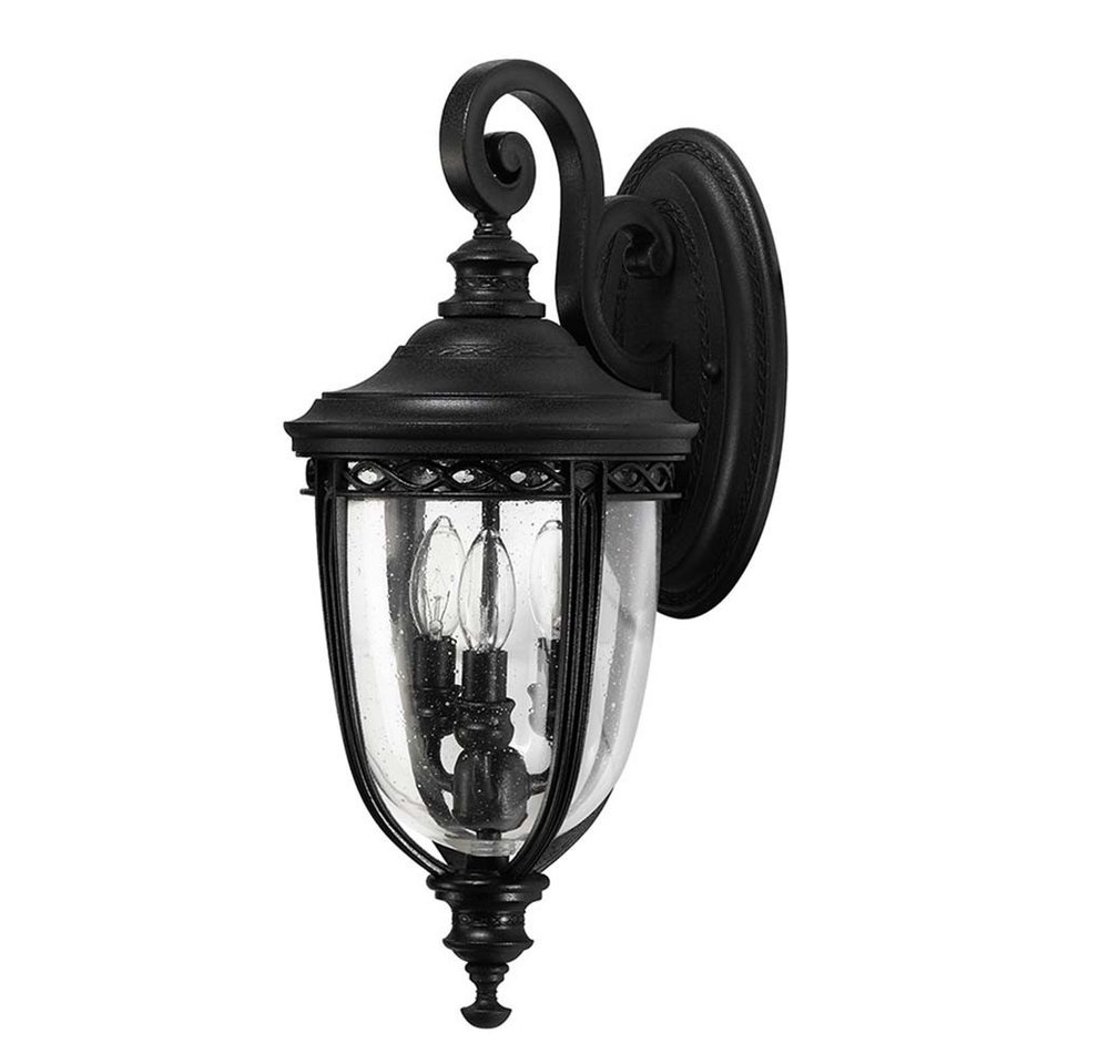 Elstead LIGHTING Außen-Wandleuchte, Leuchtmittel nicht inklusive, Außenleuchte Wandlampe Stahl Glas Schwarz Gartenlampe Antik 3 Flammig von Elstead LIGHTING