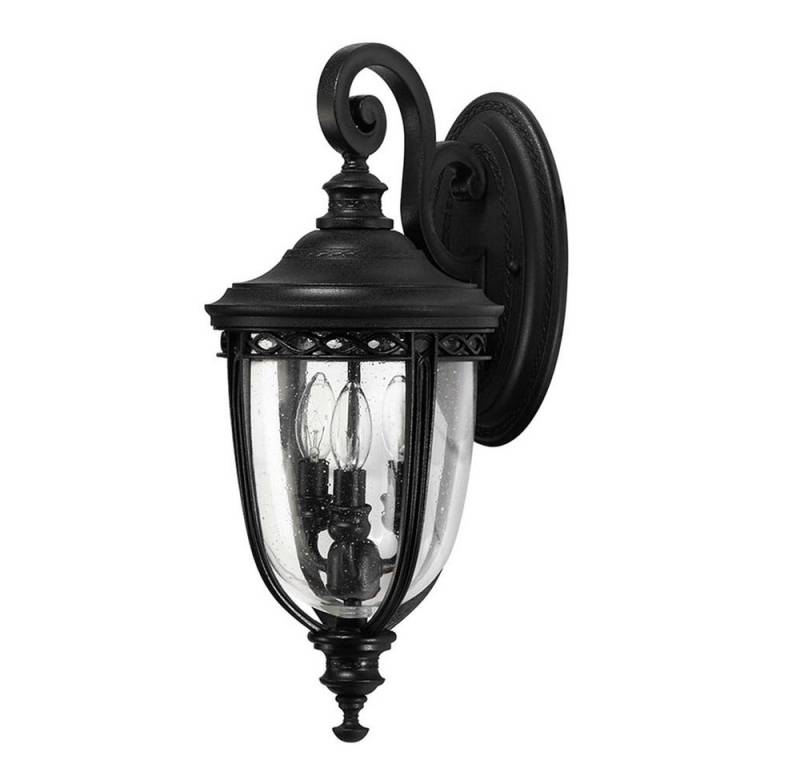 Elstead LIGHTING Außen-Wandleuchte, Leuchtmittel nicht inklusive, Außenleuchte Wandlampe Stahl Glas Schwarz Gartenlampe Antik 3 Flammig von Elstead LIGHTING