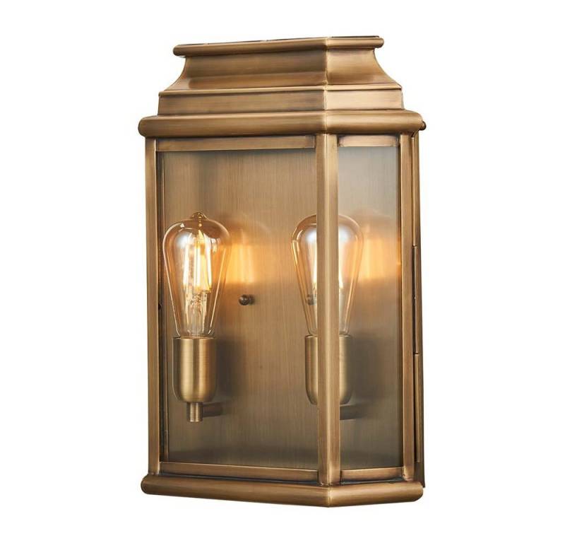 Elstead LIGHTING Außen-Wandleuchte, Leuchtmittel nicht inklusive, Wandleuchte Außenlampe Außenwandleuchte Laterne Messing Glas 2 Flammig von Elstead LIGHTING