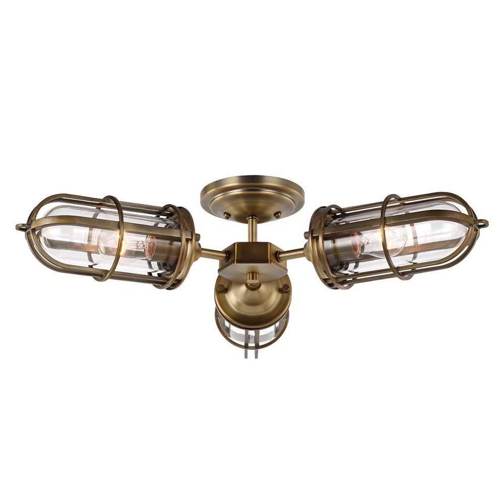 Elstead LIGHTING Deckenspot, Leuchtmittel nicht inklusive, Deckenleuchte Badezimmerleuchte Deckenlampe Stahl Messing IP44 D 64,4 von Elstead LIGHTING