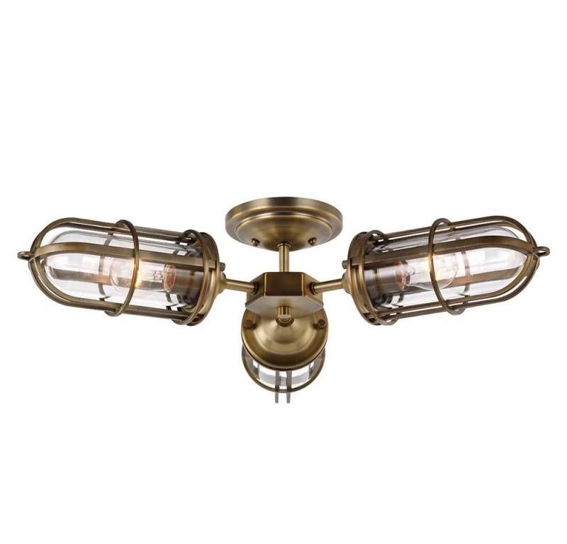 Elstead LIGHTING Deckenspot, Leuchtmittel nicht inklusive, Deckenleuchte Badezimmerleuchte Deckenlampe Stahl Messing IP44 D 64,4 von Elstead LIGHTING