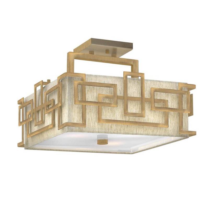 Elstead LIGHTING Deckenleuchte, Leuchtmittel nicht inklusive, Deckenlampe Leuchte Wohnzimmer Stahl Leinen Bronze B 38,7 cm 3 Flammig von Elstead LIGHTING