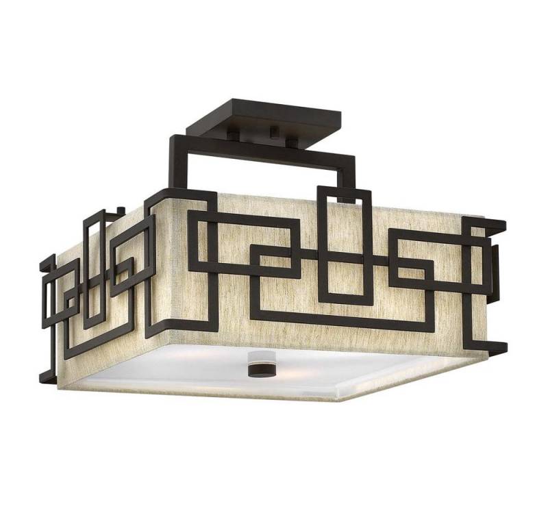 Elstead LIGHTING Deckenleuchte, Leuchtmittel nicht inklusive, Deckenlampe Wohnzimmer Leuchte Stahl Leinen Bronze B 38,7 cm 3 Flammig von Elstead LIGHTING