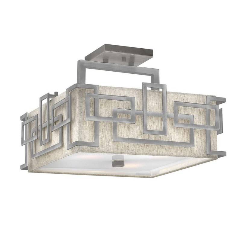 Elstead LIGHTING Deckenleuchte, Leuchtmittel nicht inklusive, Deckenlampe Wohnzimmer Leuchte Stahl Leinen Nickel B 38,7 cm 3 Flammig von Elstead LIGHTING