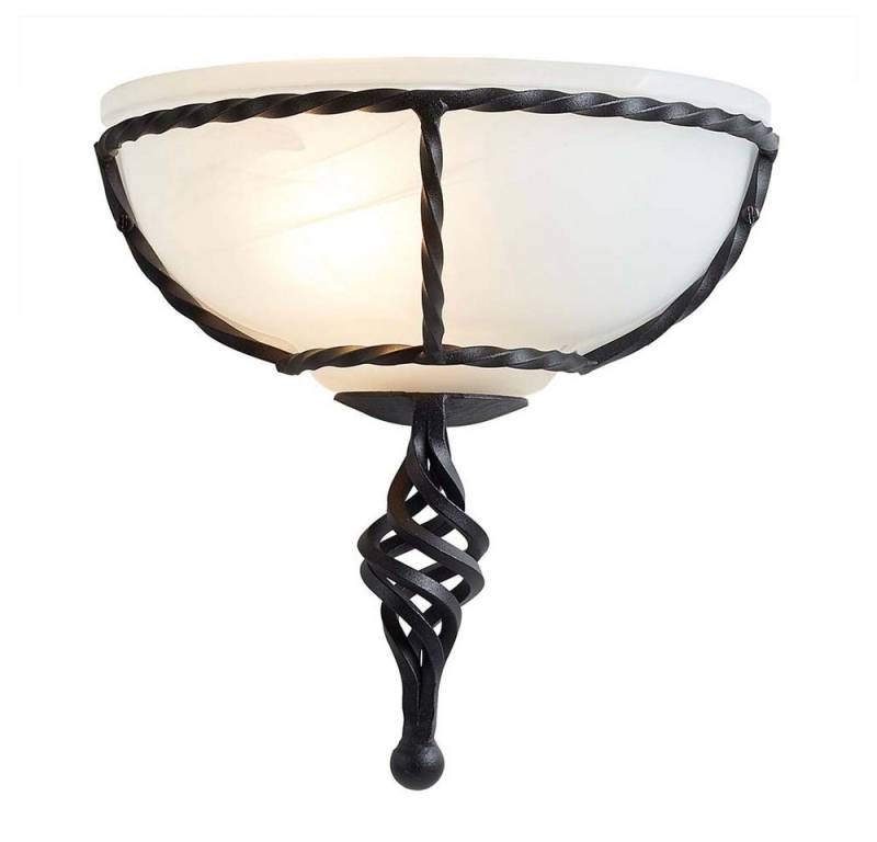 Elstead LIGHTING Deckenleuchte, LED-Leuchtmittel fest verbaut, Wandleuchte Lampe Handgeschmiedetes Eisen Glas Schwarzes B 26 cm von Elstead LIGHTING