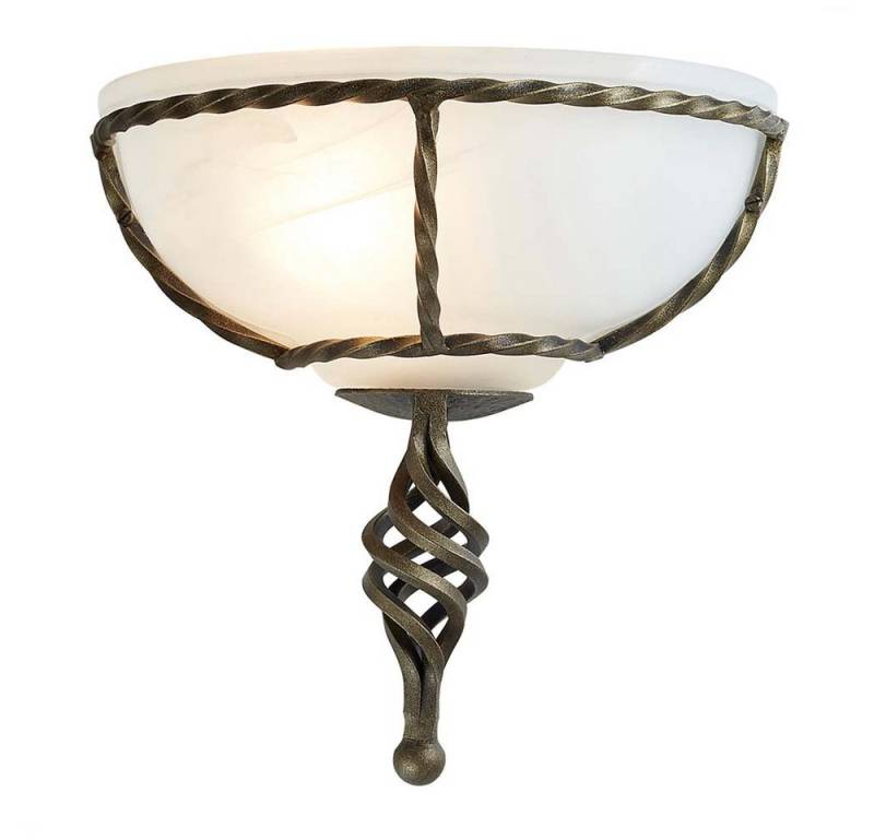 Elstead LIGHTING Deckenleuchte, LED-Leuchtmittel fest verbaut, Wandleuchte Lampe Handgeschmiedetes Eisen Glas Schwarzes Gold B 26 cm von Elstead LIGHTING