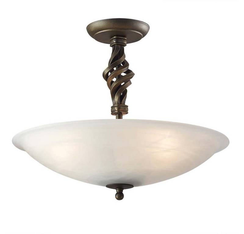 Elstead LIGHTING Hängeleuchte, Leuchtmittel nicht inklusive, Hängeleuchte Pendellampe Deckenlampe Eisen Glas Schwarz-Gold D 40 cm 3 von Elstead LIGHTING